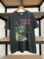 Vintage 2004 System of a Down Sad Statue of Liberty Faded Black T-shirt Sz L