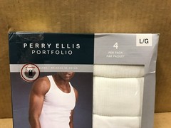 NIB Perry Ellis Portfolio 4-Pack Tank Tops – White – Men’s Size Large