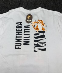 A Bathing Ape Tiger Print Short Sleeve T-Shirt White XL Cotton Graphic Top