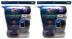 12 Fruit Of The Loom 2XL 50-52 Black Gray Pocket T-Shirts 2EG 127-132 CM