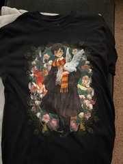 Harry Potter Anime T Shirt Sz M Loot Crate exclusive Black T-shirt w/Hedwig