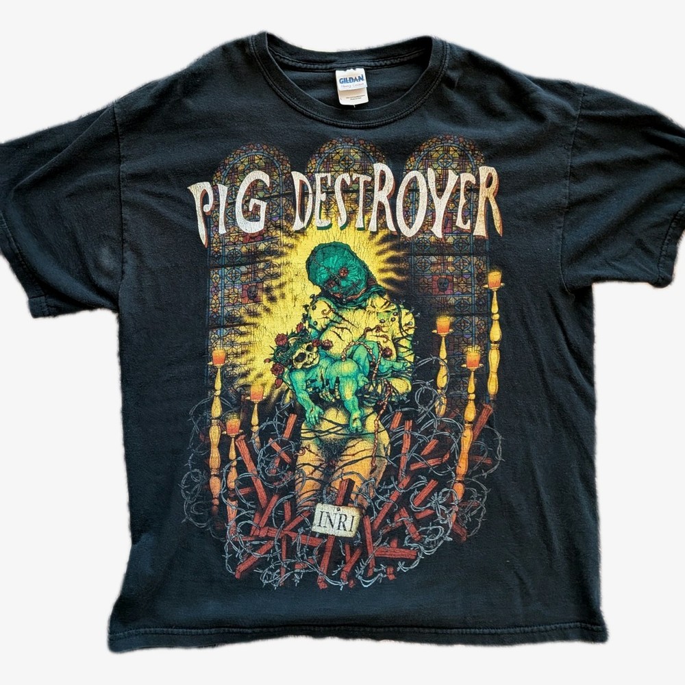 VTG 2005 Pig Destroyer Band T-Shirt XL Black Grindcore Death Metal Mother Mary