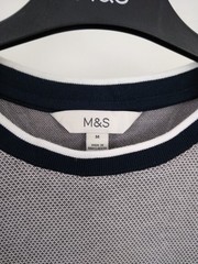 M&S 3Pcs Men’s Crew Neck Linen Modal T-shirts Size M Navy Stripe & Grey NEW