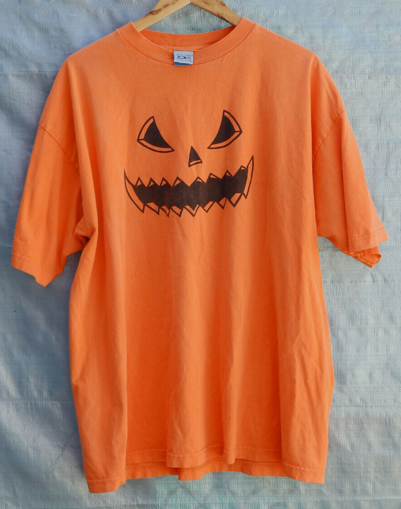 Vintage OP Ocean Pacific Halloween Pumpkin Face Orange Men X-Large