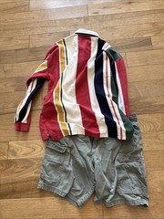 Vintage 90s Eddie Bauer Long Sleeve Striped Rugby Polo Shirt Men’s Size Medium