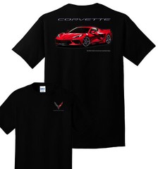 Black T-Shirt w/ Torch Red Chevy C8 Corvette