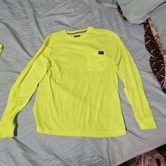 NEW Wrangler Workwear Men’s Hi-Vis Yellow Long Sleeve Pocket T-Shirt MEd 38-40