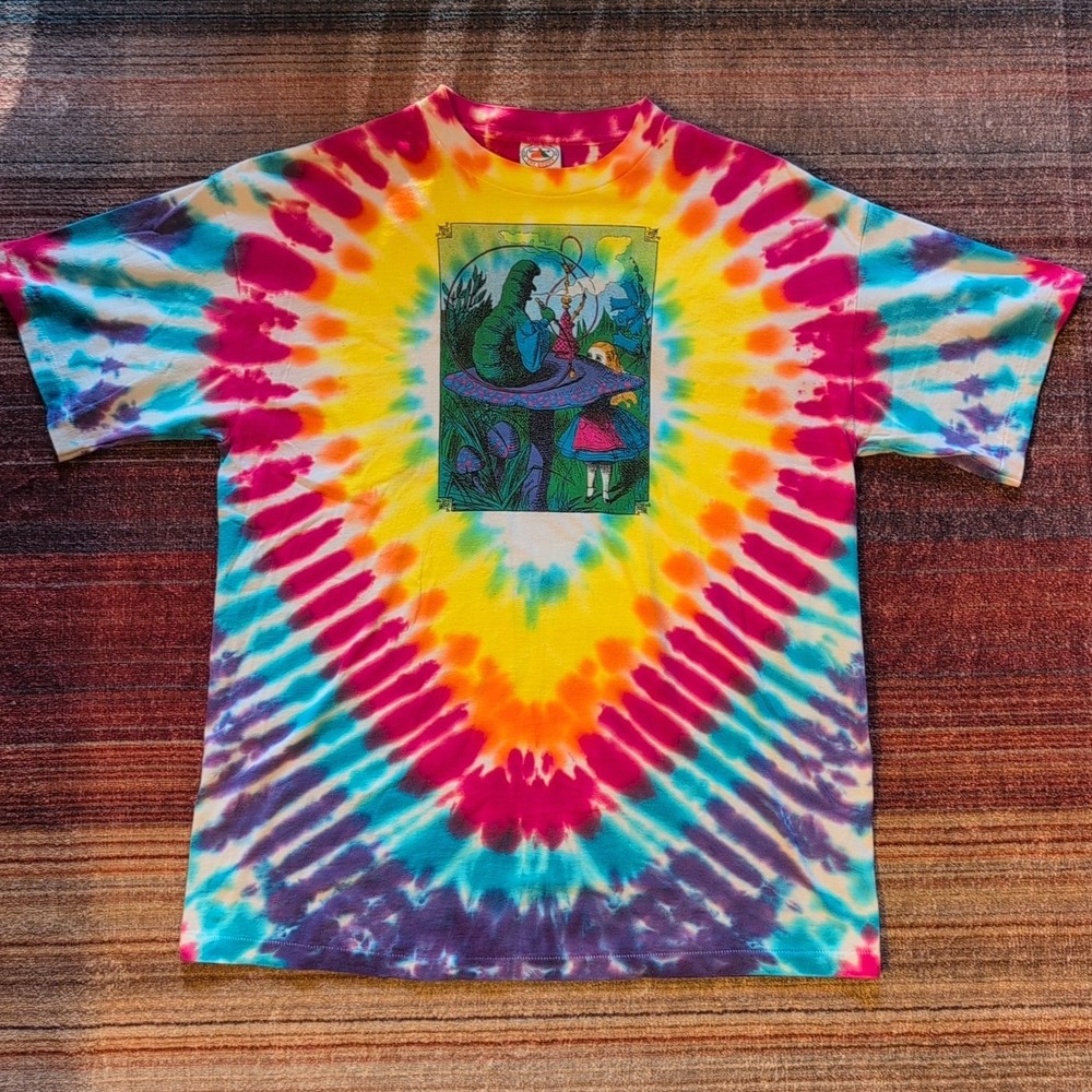 Alice in Wonderland Sundog T-Shirt Vintage 90s, Size XL USA Clay Hill Tie Dye