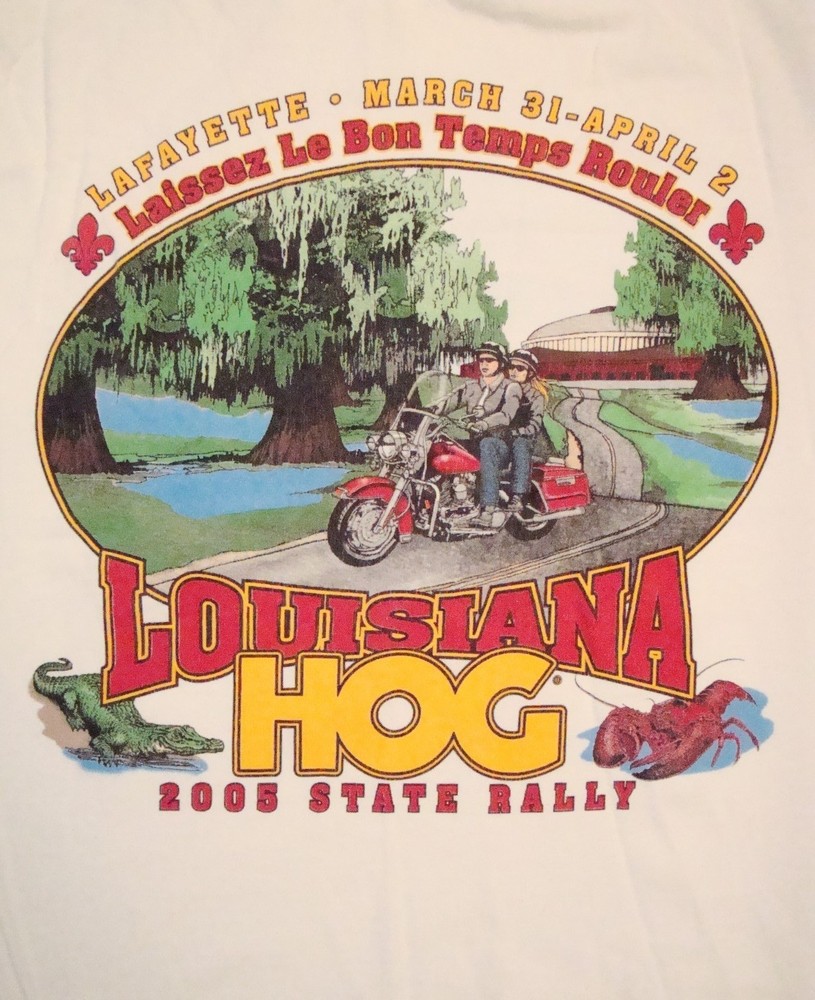 Louisiana Hog State Rally Motorcycle Biker White Long Sleeve T Shirt M