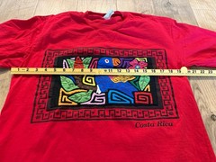 Vintage 90s Costa Rica Parrot Large Red Single Stitch Embroidered Tshirt