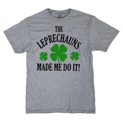 Mens Gray The Leprechauns Made Me Do It Graphic Tee St. Patrick’s Day T-Shirt