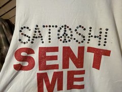 Satoshi Nakamoto “Satoshi sent Me” White t shirt XXL