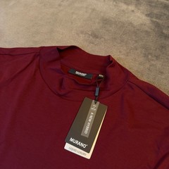 Murano Liquid Luxury Mock Neck Shirt Mens 2XL Tall Burgundy Long Sleeve NWT