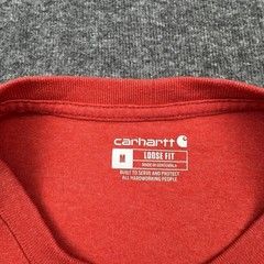 Carhartt Shirt Mens Medium Red Long Sleeve Logo Graphic Loose Fit K231 TK0231-M