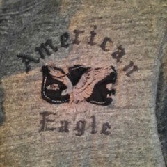 Mens American Eagle Long Sleeve Heathered Gray Henley Black Logo Sz Medium EUC