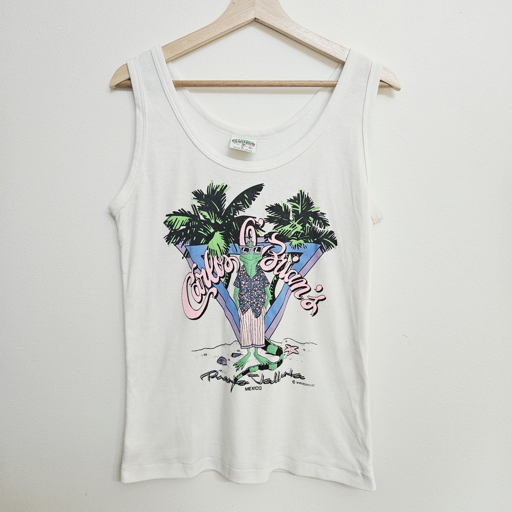 Vintage 90s Carlos O’Brian’s Cancun Mexico Tank Iguana Graphic Spring Break L