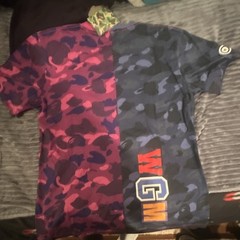 A Bathing Ape BAPE Shark Face Split Camo Crew Neck T-Shirt Men s XL