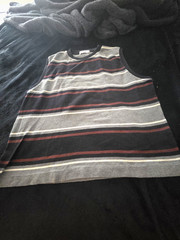 MATSUDA VINTAGE KNIT TOP BLACK MULTICOLOR STRPES CREW SLEVELESS CH 40″