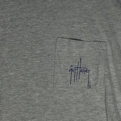 Guy Harvey Mens Shirt Large Gray Graphic Pocket Tee Marlin Fishing Short Sleeve