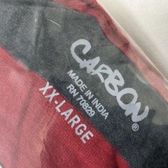 Carbon Shirt Mens 2XL Red Gray Black Stripe V Neck Short Sleeve Tagless