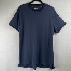 Kenneth Cole New York Men Navy Blue Cotton Stretch Crew Neck Chic T-Shirt Size M