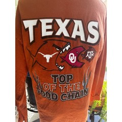 Texas Longhorns Long Sleeve Shirt Burnt Orange Feeding Time Top of Food Chain L