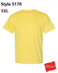 Hanes 5170 5XL EcoSmart Crewneck Short Sleeve Tee Pit to Pit 31″ Unisex Yellow