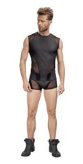 Men’s Black Mesh Wetlook Sleeveless Shirt Clubwear Tank Top
