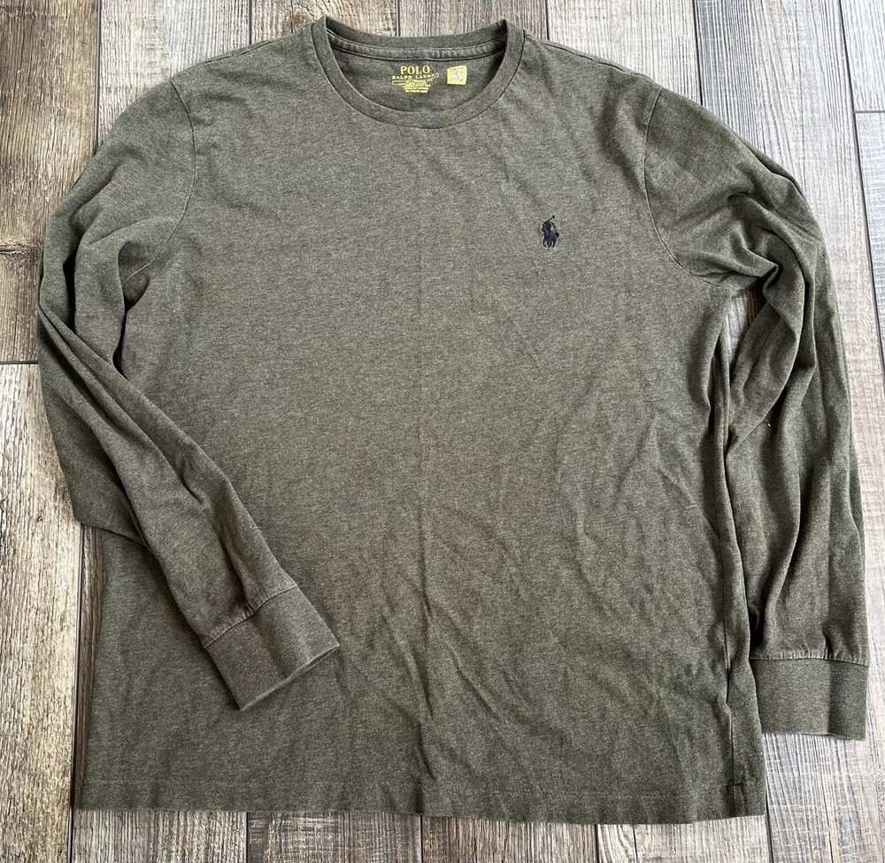 Polo Ralph Lauren Custom Slim Fit Shirt Men’s M Olive Green Long Sleeve Crewneck