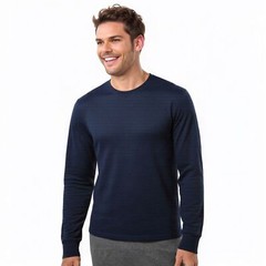 COUVER Men’s Cotton Ribbed Cuff Crew Neck Long Sleeve T-Shirt, 1 Piece