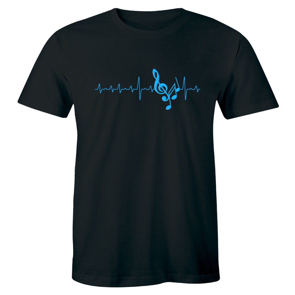 Musical Notes Heartbeat T Shirt Love Music Singer Dancer Musician Gift Tee