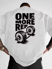 Men’s ONE MORE REP T-Shirt Gym Workout Vintage Cotton Streetwear Oversized Tee