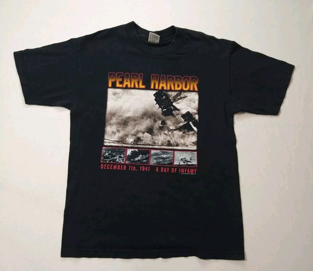 Vintage Y2K Pearl Harbor Shirt Medium World War II Military Tee 2001 Print