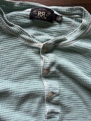 RRL Ralph Lauren Men’s Green Waffle Knit Henley Shirt Long Sleeve Size L