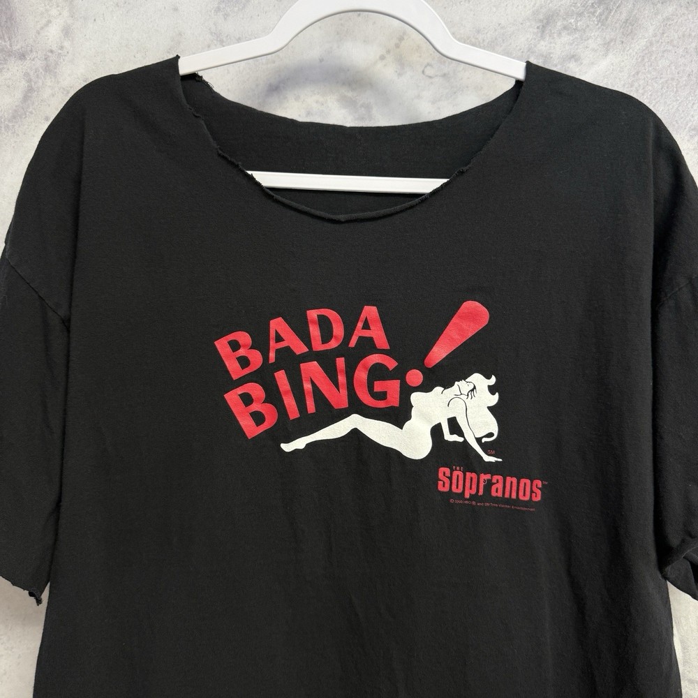 Vintage Sopranos Bada Bing! Shirt Mens XL Black Satin Dolls Club 2000s