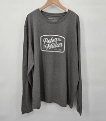 Peter Millar Mens T-Shirt Size XL Iron Crown Lite Graphic Crew Neck Long Sleeve