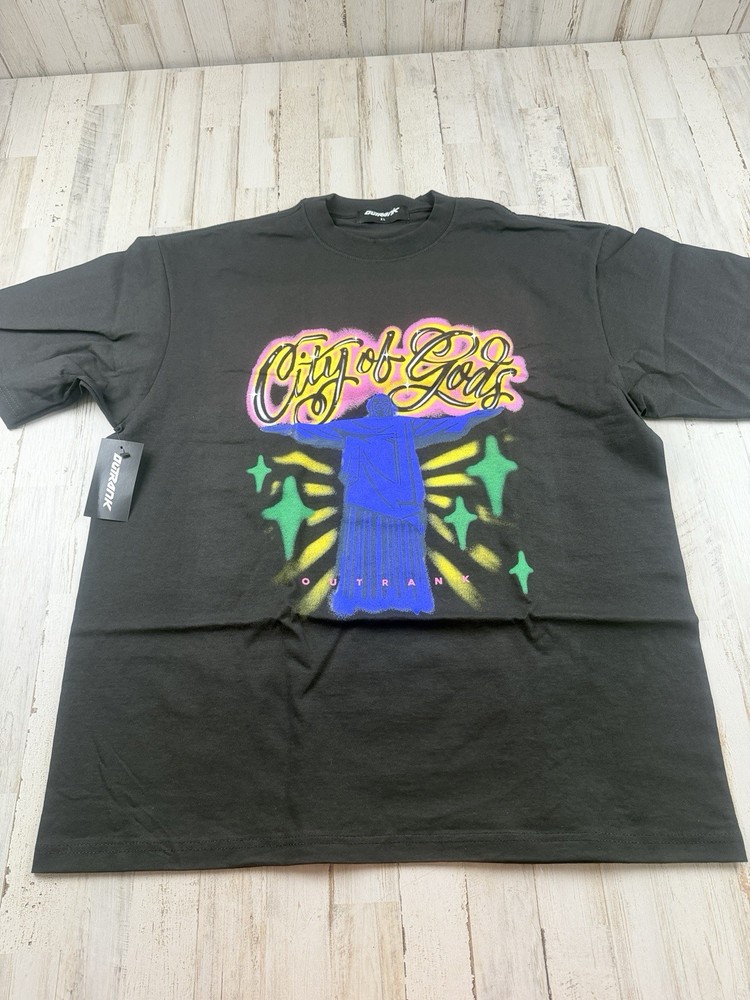 Outrank Brand T-Shirt Men’s XL Black Brazil City Of Gods Soccer Jordan 3 NWT