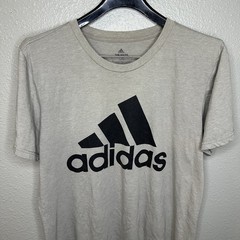 Adidas Men’s Large Shirt Go-to Performance Tee Beige Logo Shirt Lightweight
