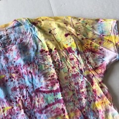 Hanes Red Yellow Blue Tie Dye Hippie T-Shirt Hand Dyed Sz L A3531