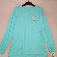 NEFF SKELETON SHIRT MENS XL GREEN BLUE LONG SLEEVE PUSHING UP DAISIES NWT