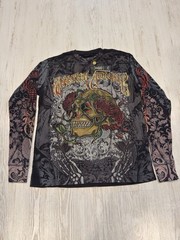 Christian Audigier — “Skull & Roses” Y2K Graphic Long sleeve Thermal — Size M