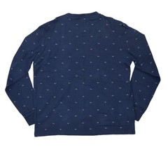 Lacoste Waffle Knit Long Sleeve All-Over Logo Print Mens Sleep Shirt XL NWT Blue