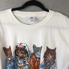 NASA Cats Shirt Mens 2XL White Delta Houston Texas Space Astronaut Graphic Tee