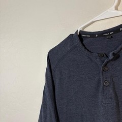 Public Rec Shirt Mens Large Navy Long Sleeve Henley Pima Cotton Stretch Raglan