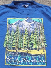 Vintage Rocky Mountains Shirt Mens Medium Blue 80s Short Sleeve Hanes Colorado