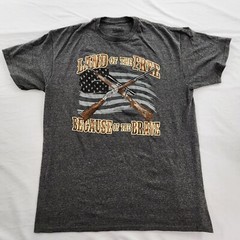 Land of the Free Home of the Brave Gray Short Sleeve Cotton Blend T-Shirt Mens L