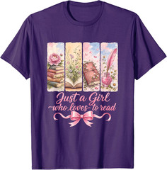 Just A Girl Who Loves to Read Floral Book Lover Unisex T-Shirt