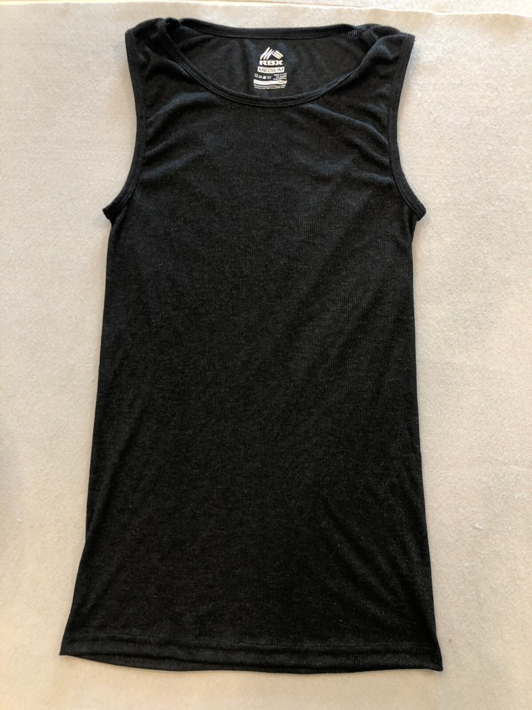 RBX Shirt Men’s Medium Black Ribbed Knit Activewear Tank Top athletic