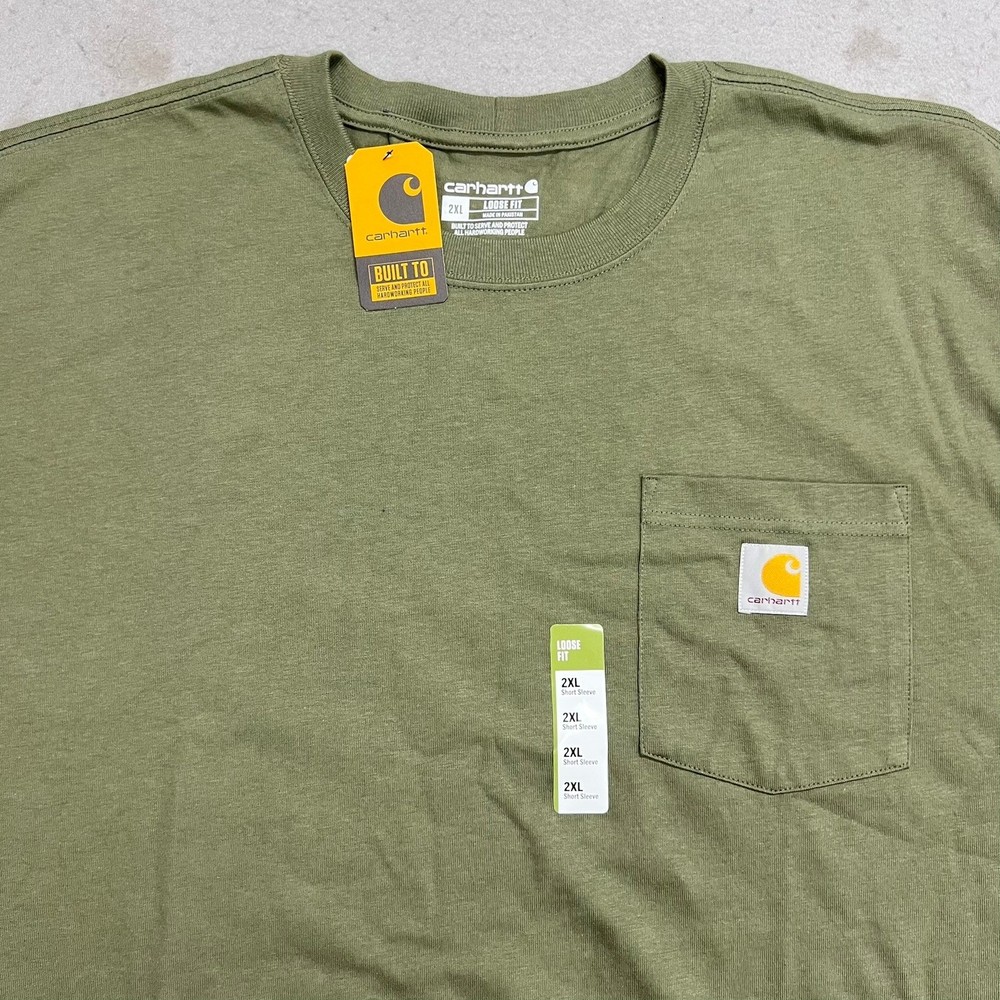 Carhartt Mens K87 Loose Fit Pocket T-Shirt Olive Green 2XL K87-M DOV NEW