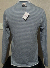 NEW Faherty Men’s Medium Marine Ivory Stripe Cloud Long Sleeve Reversable Tee M